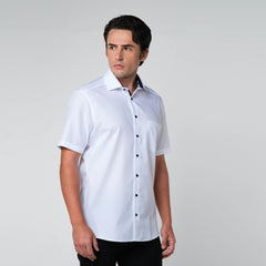 OLYMP LUXOR Shirt เสื้อเชิ้ตสีขาว แต่งปก ทรงหลวม ใส่สบาย รีดง่าย