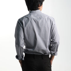 era-won เสื้อเชิ้ต ทรงปกติ รุ่น Dress Shirt Striped สี Grey eifel (White Grey) ลายเทา