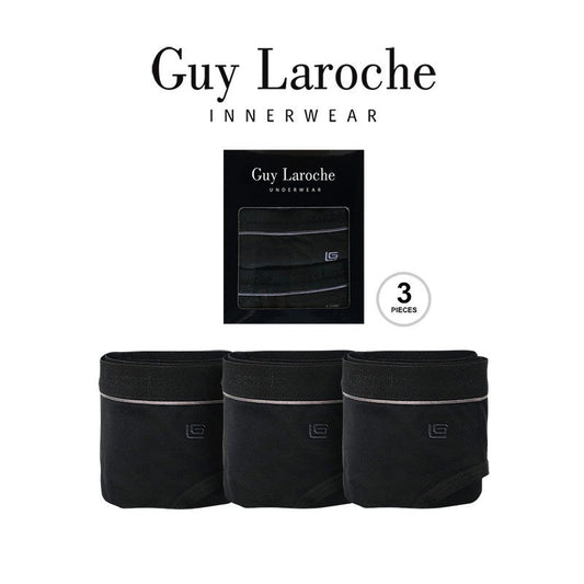 GUY LAROCHE กางเกงในชาย Pack 3 ชิ้น สีดำ ( Cotton + Spandex ) JUS4019R4BL