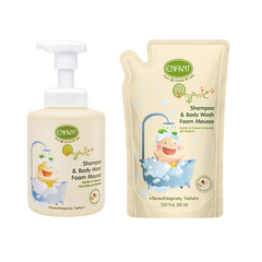 Enfant อองฟองต์ Organic Plus Shampoo & Body Wash Foam Mousse + Free (Refill) แชมพูแอนด์ บอดี้วอชโฟมมูส ขวดแถมถุง