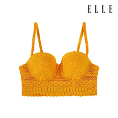 ELLE LINGERIE | ชุดชั้นในตัวยาว สไตล์เฟมินีนลูกไม้ สบาย ทรงดี แถบข้างสูง ถอดสายออกได้ | LB6636