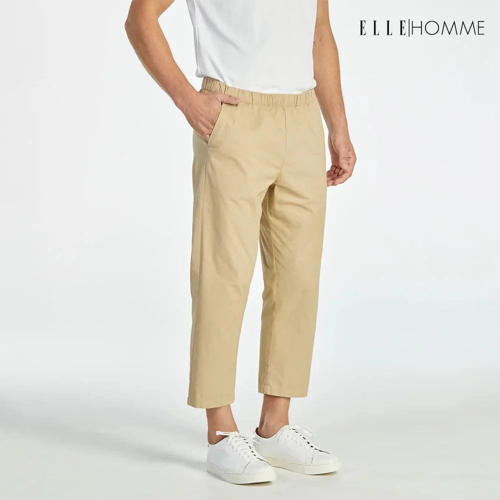 ELLE HOMME กางเกงขายาว 5 ส่วนเอวยางยืด Unisex (ใส่ได้ทั้งชาย หญิง) เนื้อผ้า Cotton 100%