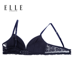 ELLE lingerie Moulded bra ยกทรงไร้โครงเต้าสามเหลี่ยมแต่งพลีทและผ้าลูกไม้ สีเบจ (LB6721)