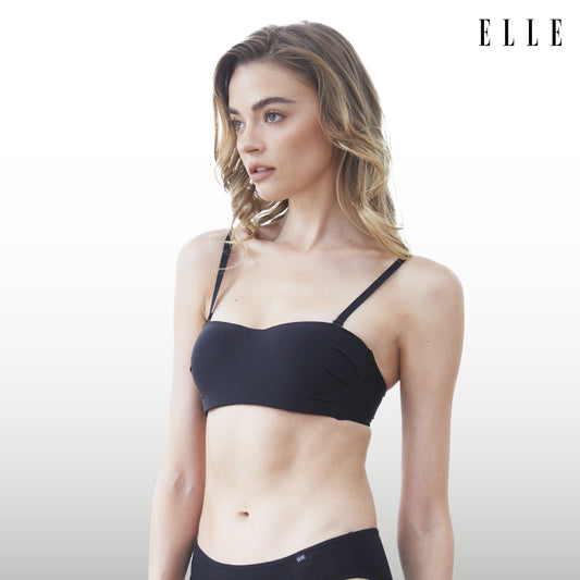 ELLE Lingerie Moulded Bra ยกทรงเกาะอก 1/2คัพ เต้าเรียบเสริมฟองน้ำถอดสายบ่าได้ - LB8534