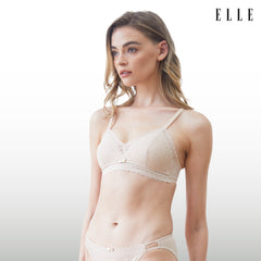 ELLE lingerie Paddedbra ยกทรงรูปแบบไร้โครงผ้าลูกไม้ (Retro Lace) LB6735