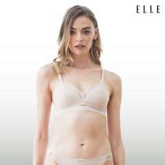 ELLE lingerie Paddedbra ยกทรงรูปแบบไร้โครงผ้าลูกไม้ (Retro Lace) LB6735