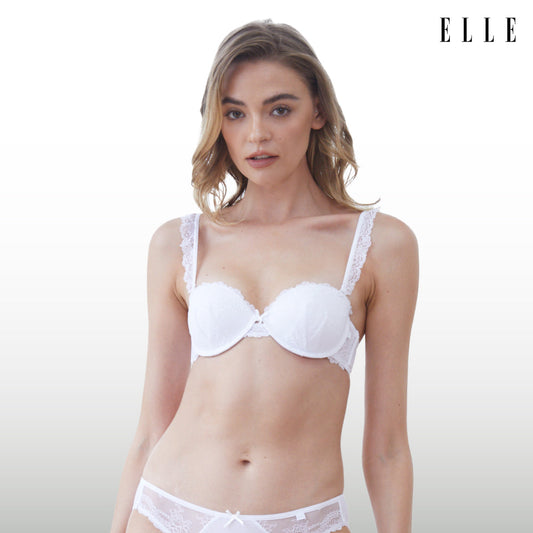 ELLE lingerie Molded bra ยกทรงรูปแบบครึ่งเต้าสายบ่าแต่งลูกไม้ถอดได้ - LB6565