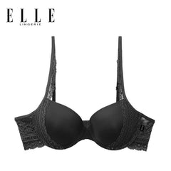 ELLE Lingerie Moulded Bra ยกทรงเสริม Push-up เต้าเรียบตัดต่อลูกไม้ - LB7534