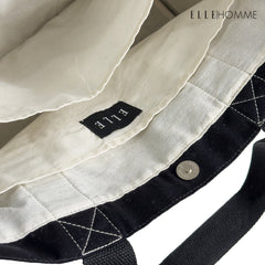 ELLE HOMME BAG กระเป๋าช้อปปิ้ง ผ้าแคนวาส เทปสายกระเป๋า สกรีนโลโก้ ELLE ตลอดแนว | H8H003