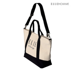 ELLE HOMME BAG กระเป๋าช้อปปิ้ง ผ้าแคนวาส เสริมสายสายสะพายข้างใบใหญ่ | H8H004