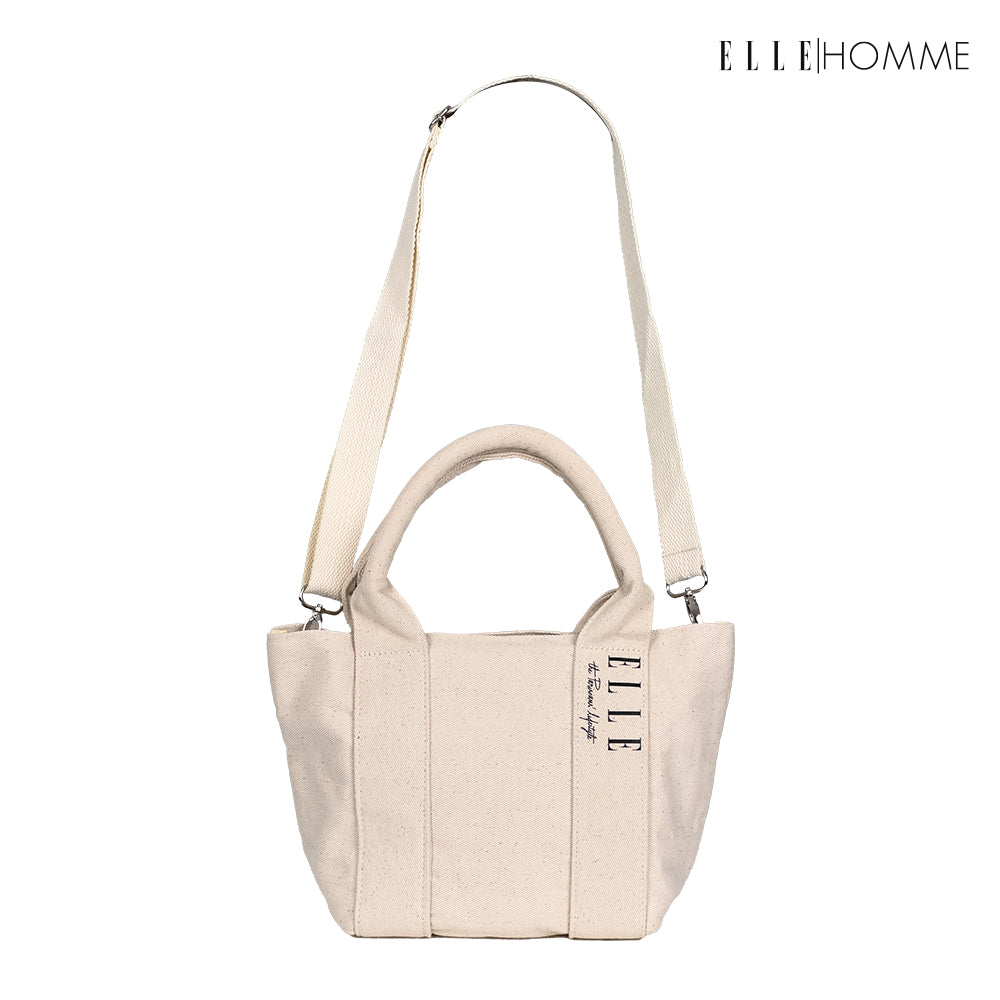 ELLE HOMME BAG กระเป๋า ผ้าแคนวาส เสริมสายสะพายข้างใบเล็ก เทปสายกระเป๋า สกรีนโลโก้ ELLE | H8H002