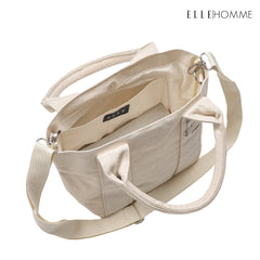 ELLE HOMME BAG กระเป๋า ผ้าแคนวาส เสริมสายสะพายข้างใบเล็ก เทปสายกระเป๋า สกรีนโลโก้ ELLE | H8H002