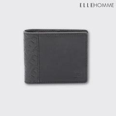 ELLE HOMME I กระเป๋าสตางค์หนังวัวแท้ สไตล์ Business แบบพับสั้น ช่องสอดบัตรเครดิต 8 ช่อง สีดำ I รุ่น W8W001