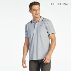 ELLE HOMME POLO | เสื้อยืดโปโลคอปก แขนสั้น สกรีนโลโก้ EH สวมใส่สบาย สีเทา | W8K903