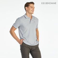 ELLE HOMME POLO | เสื้อยืดโปโลคอปก แขนสั้น สกรีนโลโก้ EH สวมใส่สบาย สีเทา | W8K903