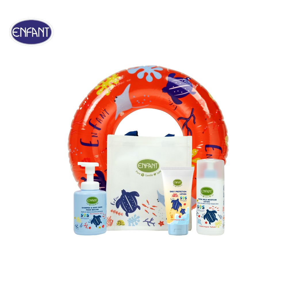 ENFANT อองฟองต์ Newborn Save Turtle Set ผลิตภัณฑ์ดูแลผิวกายสำหรับเด็ก 6 เดือนขึ้นไป 1เซ็ต/5ไอเทม