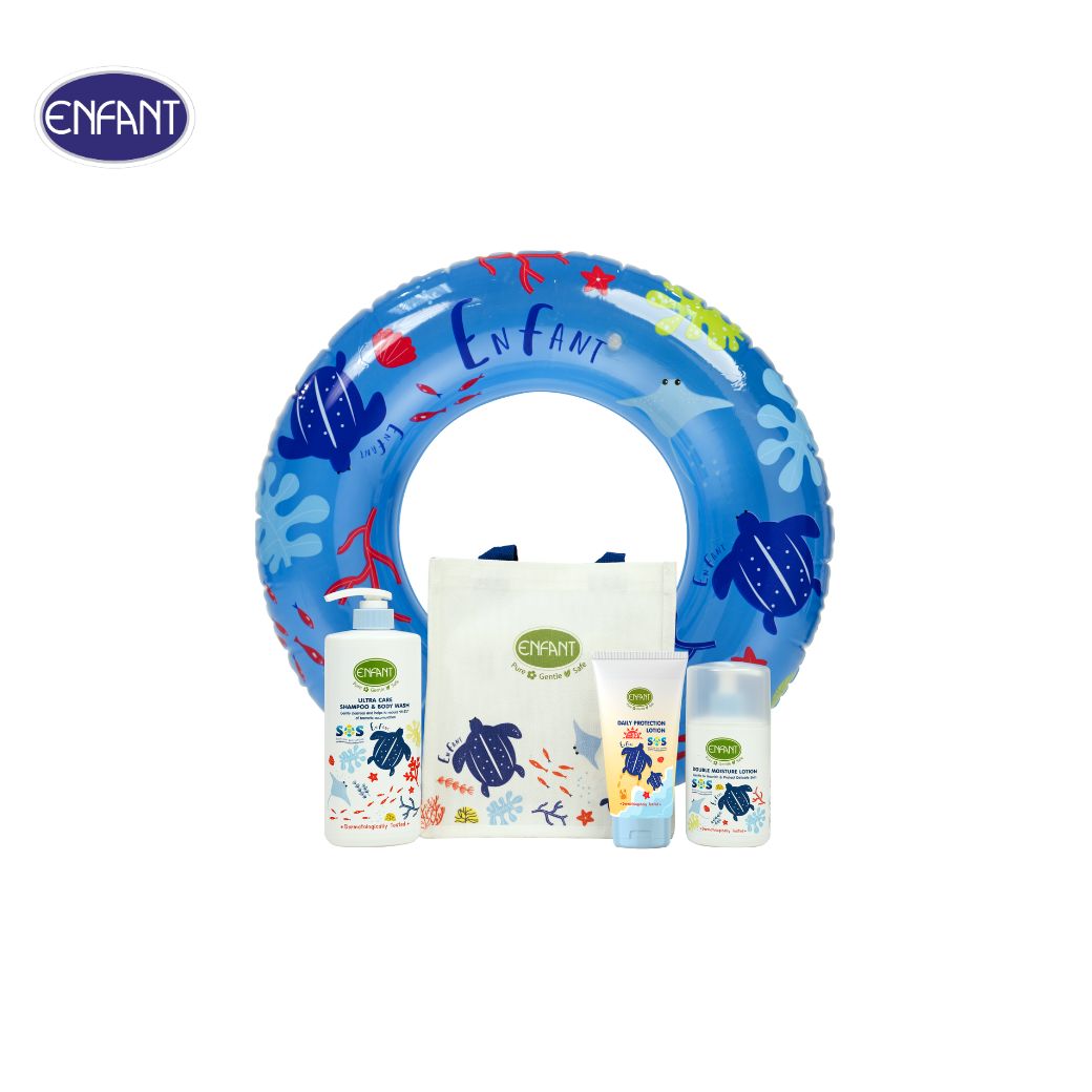 ENFANT อองฟองต์ Kid Save Turtle Set ผลิตภัณฑ์ดูแลผิวกายสำหรับเด็ก 2 ปีขึ้นไป 1เซ็ต/5ไอเทม