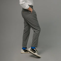 era-won กางเกงขายาว รุ่น Double Belts Trousers V2 ทรง Skinny Crop เอวสูง สี Grey (เทาอ่อน) ผ้าใหม่