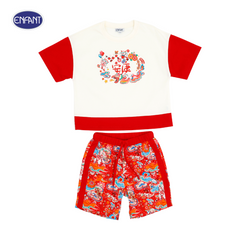 Enfant (อองฟองต์) ชุดเสื้อคอกลม + กางเกงลายมังกร คอลเลกชั่น Festive ต้อนรีบปีมังกรทอง สำหรับเด็กอายุ 6 เดือน - 4 ปี สีแดง