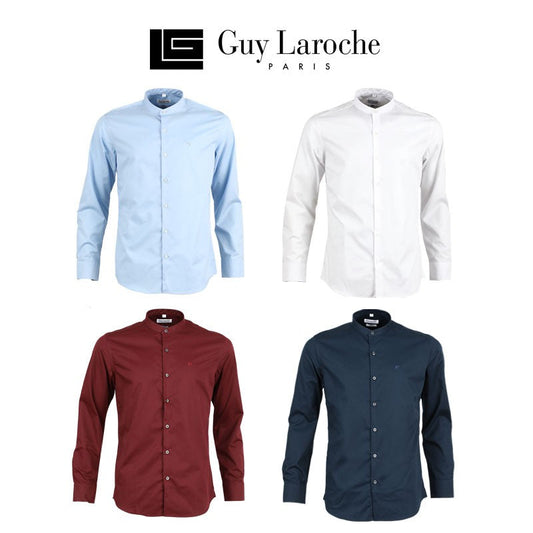 GUYLAROCHE เสื้อเชิ้ต คอจีน สีพื้น ปักโลโก้ (ฺBAB6201P3)