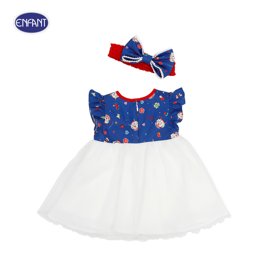 Enfant (อองฟองต์) ชุดกระโปรง + ที่คาดผม คอลเลกชั่น Festive ต้อนรีบปีมังกรทอง สำหรับเด็กอายุ 6 เดือน - 8 ปี สีน้ำเงิน