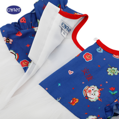 Enfant (อองฟองต์) ชุดกระโปรง + ที่คาดผม คอลเลกชั่น Festive ต้อนรีบปีมังกรทอง สำหรับเด็กอายุ 6 เดือน - 8 ปี สีน้ำเงิน