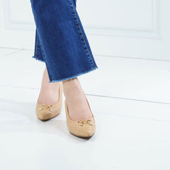 ELLE SHOES รองเท้าส้นเข็ม LAMB SKIN COMFY COLLECTION สีเบจ ELB002