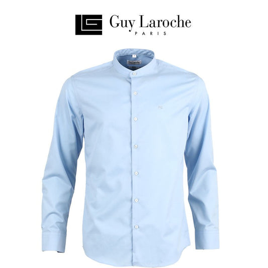 GUYLAROCHE เสื้อเชิ้ต คอจีน สีพื้น ปักโลโก้ (ฺBAB6201P3)