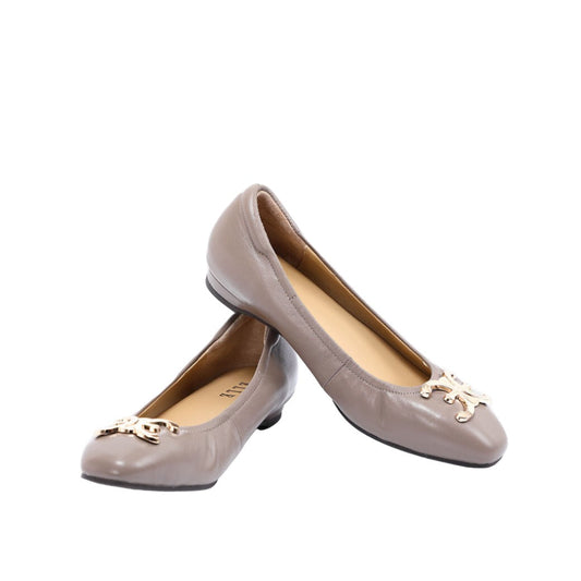 ELLE SHOES รองเท้าหนังแกะ ทรงบัลเล่ต์ LAMB SKIN COMFY COLLECTION รุ่น Ballerina สีน้ำตาลอ่อน ELB001