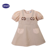 ENFANT (อองฟองต์) ชุดเสื้อแขนตุ๊กตา+กระโปรงเอี้ยม สำหรับเด็ก 6 เดือน - 8 ปี คอลเล็กชั่น Mini Luxe Bear สีน้ำตาลอ่อน