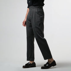 era-won กางเกงขายาว รุ่น Double Belts Trousers V1 ทรง Skinny Crop เอวสูง สี Opera Grey (เทาเข้ม)