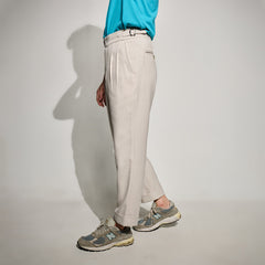 era-won กางเกงขายาว รุ่น Double Belts Trousers V3 ทรง Skinny Crop เอวสูง สี Light wars (เบจ)