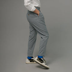 era-won กางเกงขายาว รุ่น Double Belts Trousers V1 ทรง Skinny Crop เอวสูง สี Mad Grey (เทา)