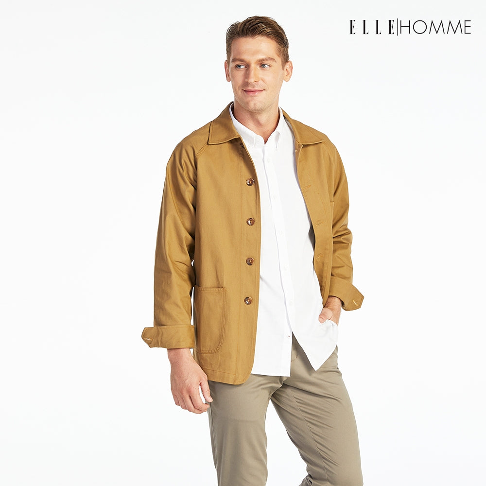 ELLE HOMME เสื้อแจ็คเก็ตผู้ชาย สไตล์ Casual สีเบจ W8J237