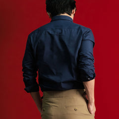 era-won Premium Quality เสื้อเชิ้ต ทรงปกติ คอปก Ultrafine Dress Shirt แขนยาว สี Double Blue (ป้ายใหม่)