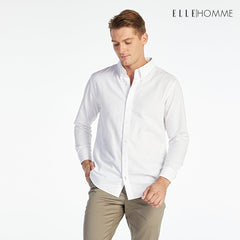 ELLE HOMME | เสื้อเชิ้ตแขนยาว คอปกเชิ้ต ทรง REGULAR สีขาว | W8B675