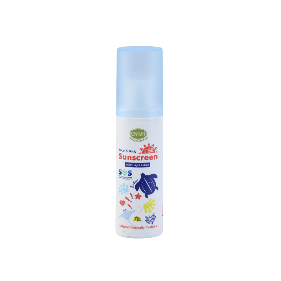 ENFANT (อองฟองต์) Organic Plus Face & Body Sunscreen Milky Light Lotion โลชั้นกันแดด สูตรป้องกันแสงแดด SPF 50PA+++ 70 ml.