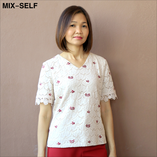 MIX-SELF เสื้อเบลาส์ผ้าลูกไม้มีลายปัก รุ่น IB7262A