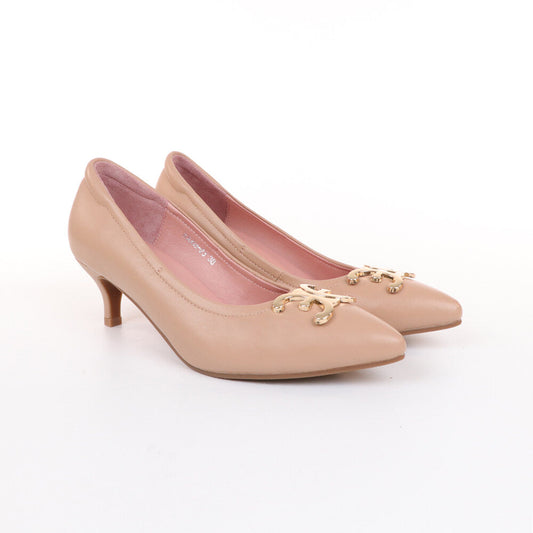 ELLE SHOES รองเท้าส้นเข็ม LAMB SKIN COMFY COLLECTION สีเบจ ELB002