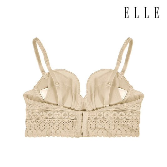 ELLE LINGERIE | ชุดชั้นในตัวยาว สไตล์เฟมินีนลูกไม้ สบาย ทรงดี แถบข้างสูง ถอดสายออกได้ | LB6636