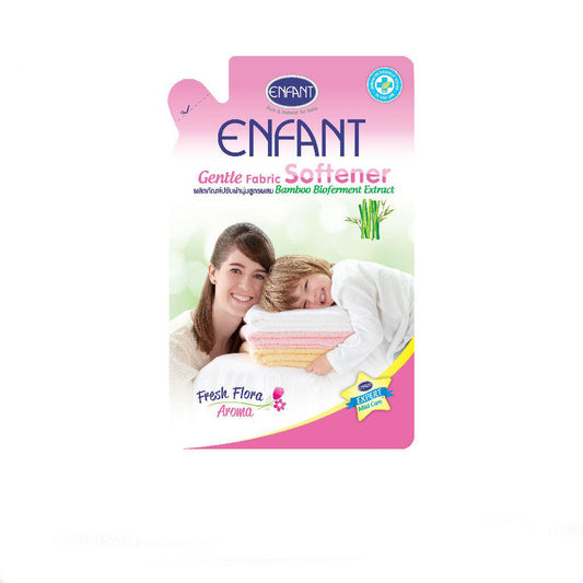 Enfant อองฟองต์ Gentle Fabric Softener ผลิตภัณฑ์ปรับผ้านุ่มสำหรับทุกคนในครอบครัว สูตรบอกลากลิ่นอับชื้นด้วย Bamboo Bioferment Extract 700 ml./ซอง 1ลัง/12ซอง