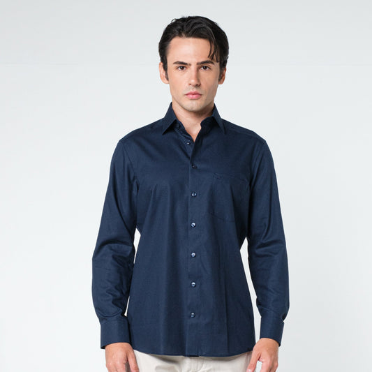 OLYMP LUXOR Shirt เสื้อเชิ้ตสีกรมท่า ทรงหลวม ใส่สบาย รีดง่าย