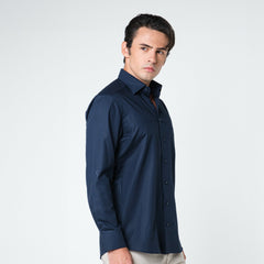 OLYMP LUXOR Shirt เสื้อเชิ้ตสีกรมท่า ทรงหลวม ใส่สบาย รีดง่าย