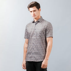 OLYMP LUXOR Shirt เสื้อเชิ้ต พิมพ์ลายกราฟิกสีเขียว-แดง ใส่สบาย รีดง่าย