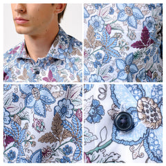 OLYMP LUXOR Shirt เสื้อเชิ้ตพิมพ์ลายดอกไม้ ทรงหลวม ใส่สบาย รีดง่าย