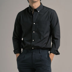 era-won เสื้อเชิ้ต ทรงปกติ Premium Quality Dress Shirt แขนยาว สี Black01