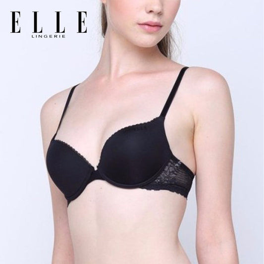 ELLE Lingerie Moulded Bra บร้าเต้าเรียบมีโครงเสริม Pad ฟองน้ำตกแต่งลูกไม้ - LB6550