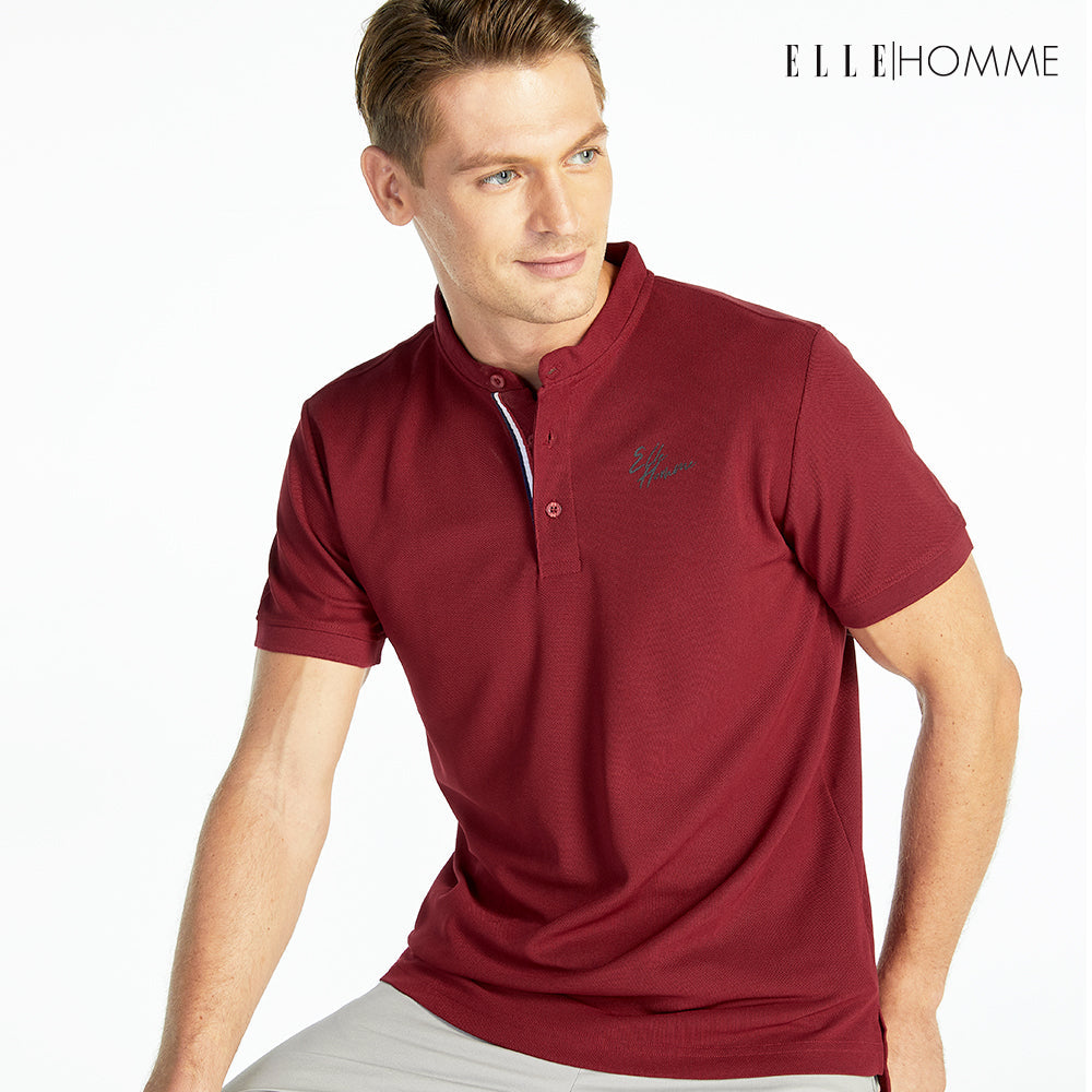 ELLE HOMME | เสื้อโปโลคอจีน แขนสั้น สกรีนโลโก้ ELLE HOMME สวมใส่สบายได้รูปทรงสวย | W8K904