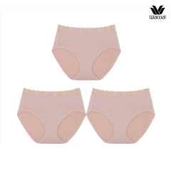 Wacoal Short Panty แพ็ค 3 ชิ้น กางเกงในใส่สบายวาโก้ รูปแบบเต็มตัว ขอบลูกไม้ รุ่น WU4T35 - BigxShow