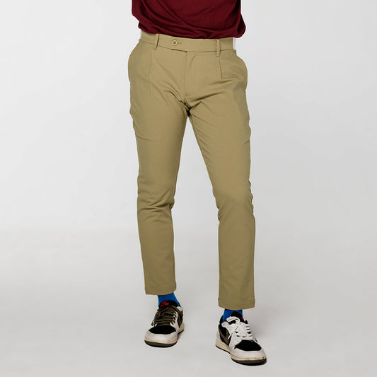 era-won กางเกงขายาว เอวยางยืด รุ่น GOLF FABRIC PANTS (065V8) สี Dark Beige